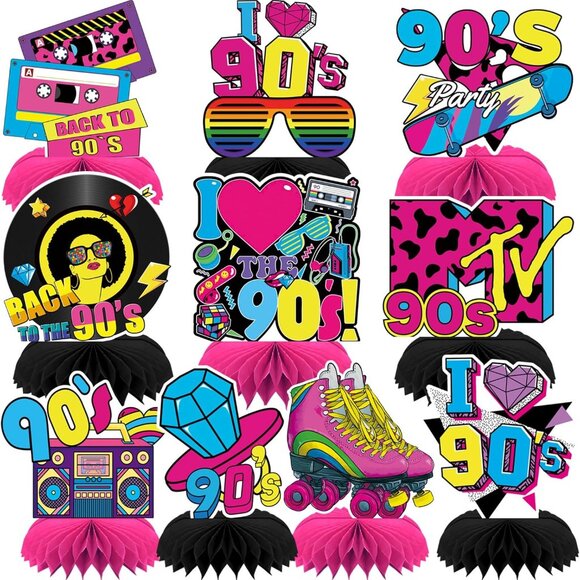 90's Y2K Retro Style Party Decoration Kit NEW SEALED MTV Standee Centrepieces - Picture 3 of 4